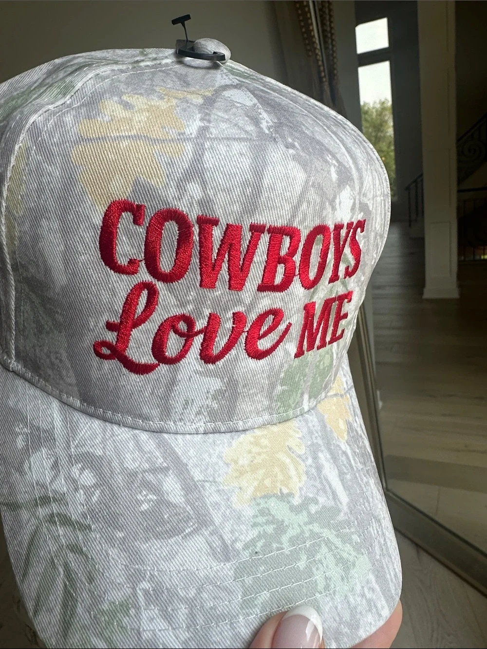 David and Young Women's Camo Cap with Red Embroidery
